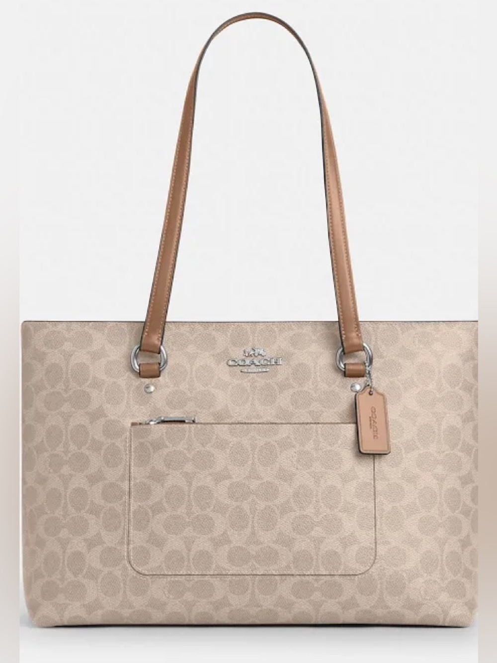 Coach 🆕 Gallery Tote Bag Silver/Sand/Taupe